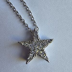 Star rhinestone pendant silver tone metal pendant